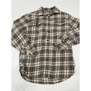 Jachs Heavy Flannel Shirt Men's Med Brown/Cream Lumberjack 100% Cotton